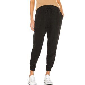 JAMES PERSE WCCL1788 Black Canvas Linen Relaxed Jogger Pants In Black,  2/Medium